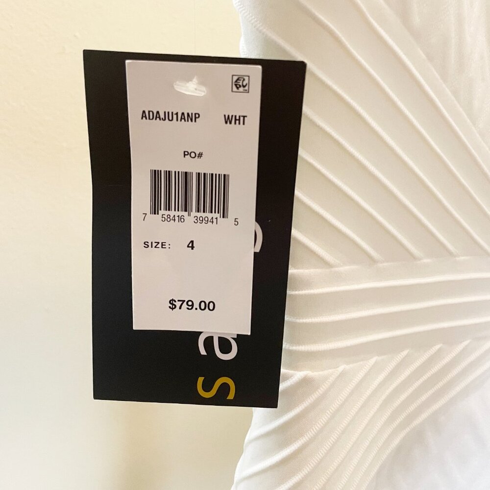 Sangria White Textured Midi Dress | Short Sleeve | Size 4 | NWT - Picture 9 of 12
